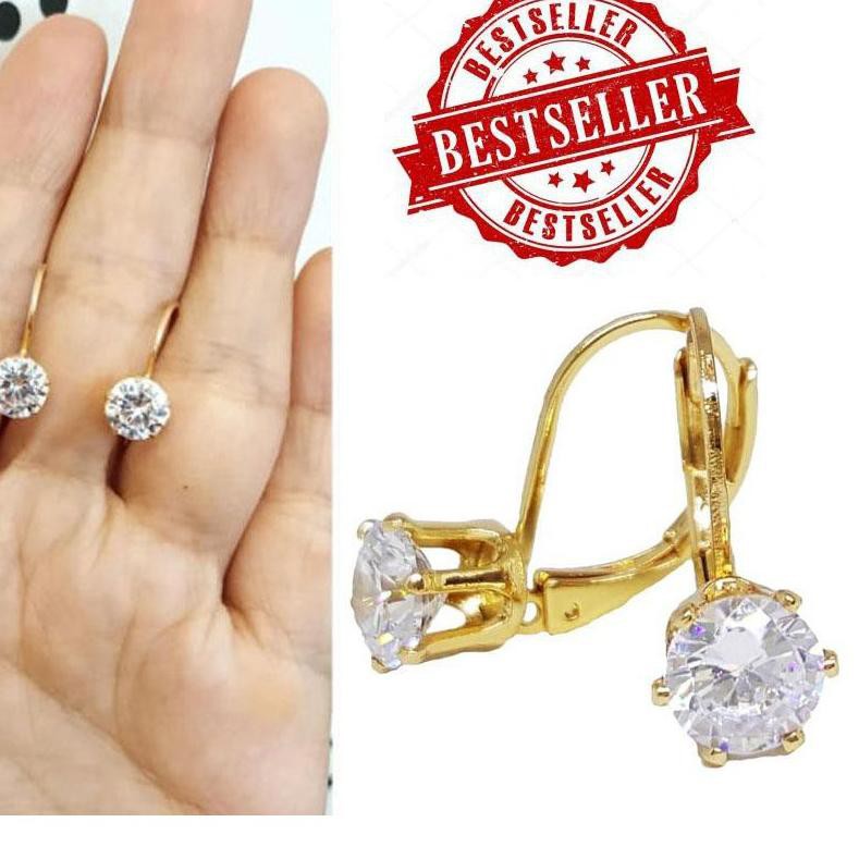 ✫ Alvaro17Outlet Anting Desi ASLI TITANIUM Gold/ANTING TITANIUM ANTI KARAT Mata KRISTAL Swarovski ☞