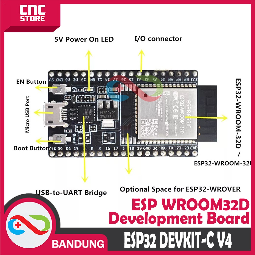 ESP32 ESP-32 DEVKITC V4 WROOM-32D WIFI BLUETOOTH DEVELOPMENT BOARD