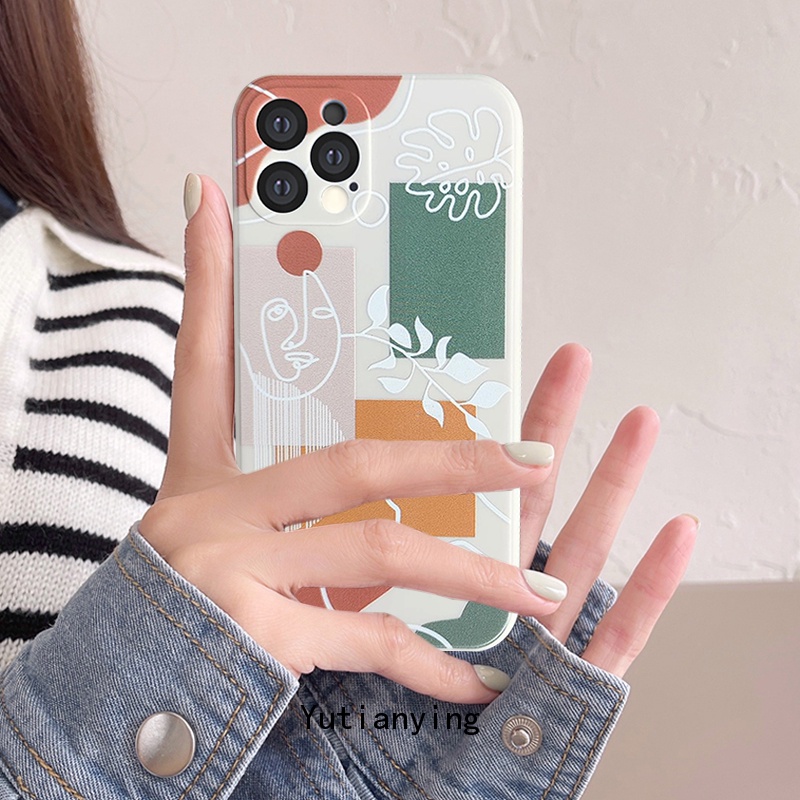 Vivo Y12 Case Vivo Y20 Y20i Y20S Y20A Y20G Y30G Y21S Y21 2021 Y15S Y15A Y20s G Y12A Y11s Y33S Y31 2021 Y17 Y15 Y11 Y51A Y53S Y50 Y30 Y30i Y53 Y91C Y91 Y93 Y95 Y51 2020 Y12i Y12S Art Face Line Straight Cube Soft TPU Case