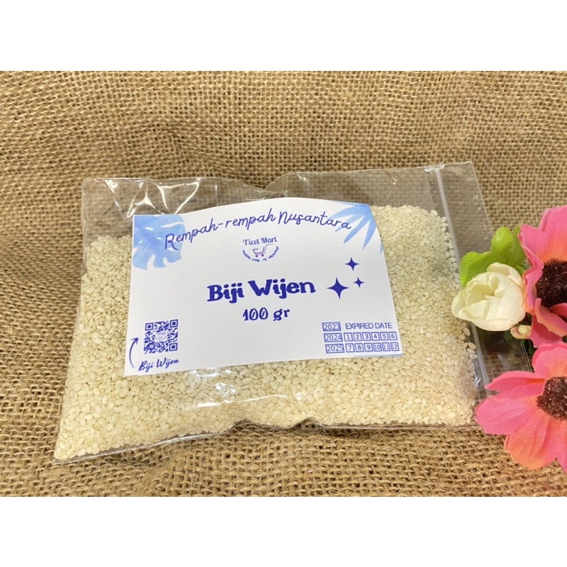 100gr | BIJI WIJEN PUTIH | WHITE SESAME SEED | Mentah belum di sangrai bumbu penyedap masakan rempah nusantara indonesia