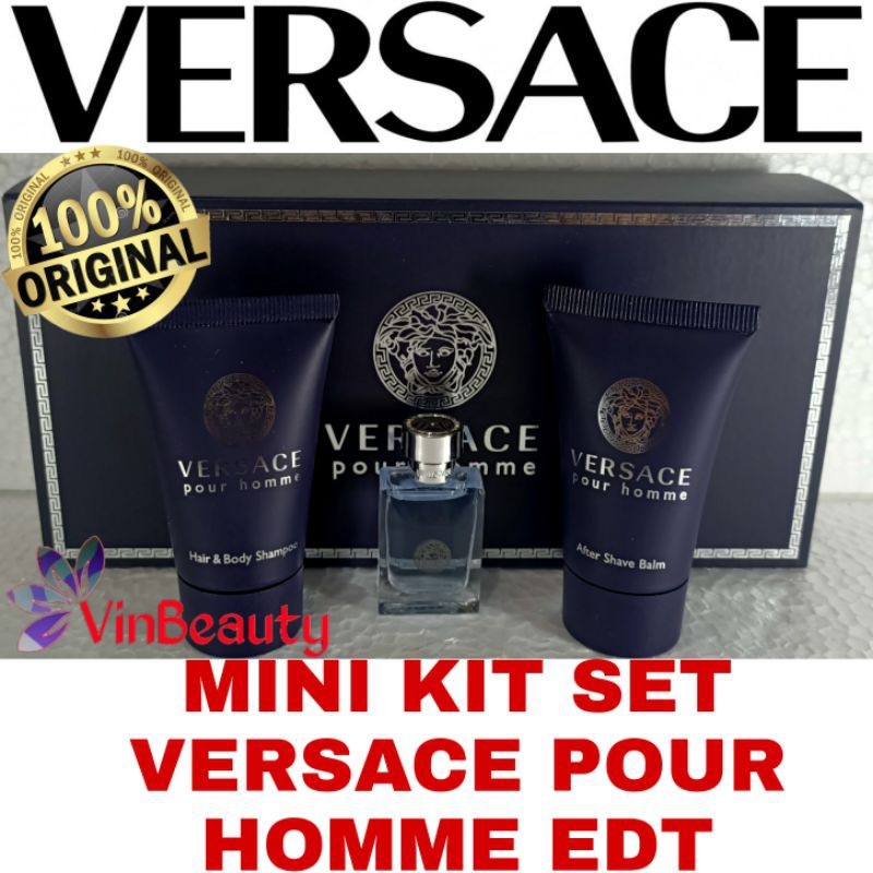 Mini Kit / Gift Set Miniatur Parfum OriginaL Versace Pour Homme EDT For Men Murah