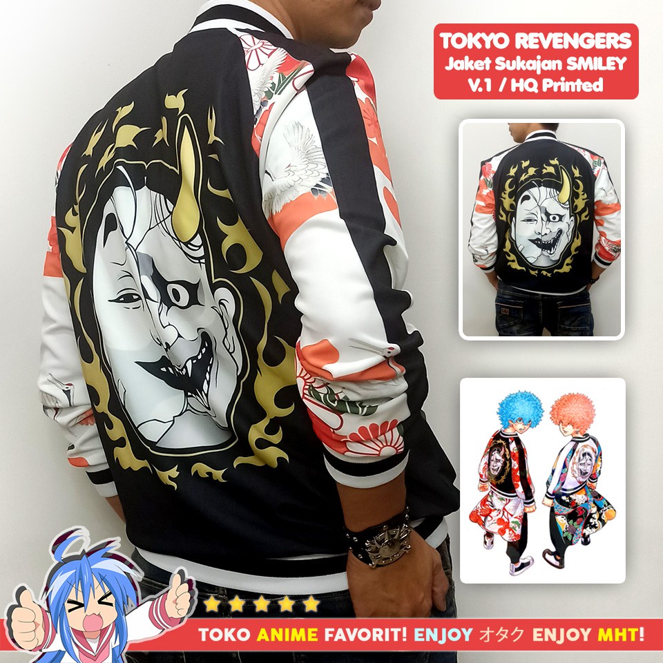 Jaket Angry Souta Kawata Brothers Bomber Sukajan Anime Tokyo Revengers Full Print Twin Devils Tokyo Manji