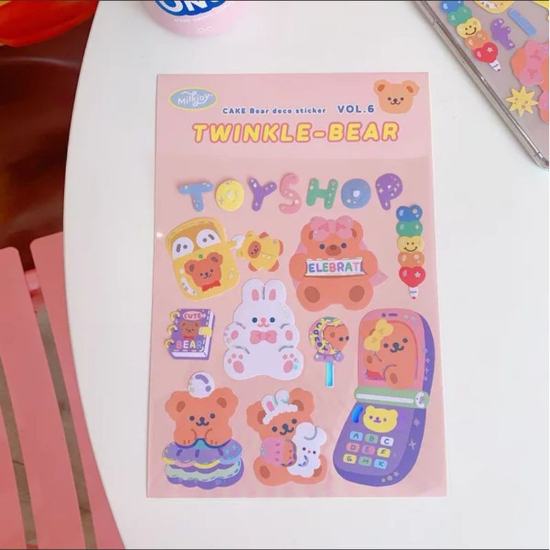 Twinkle-Bear - stiker dekorasi planner journal scrapbook - than air - stickers lucu [thehanscorner]-Toy Shop