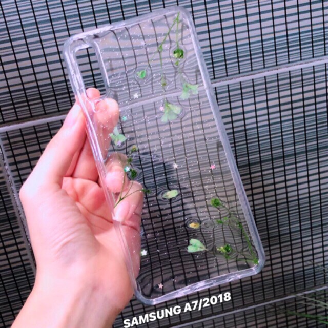 Blue Dried Flower Case Samsung A7 A9 2018 A6 A8 plus J4 J6 S9 V7 S10 S22 S21 Ultra A52 A72 A32 A11 A22 A53 A73 A21 A21s