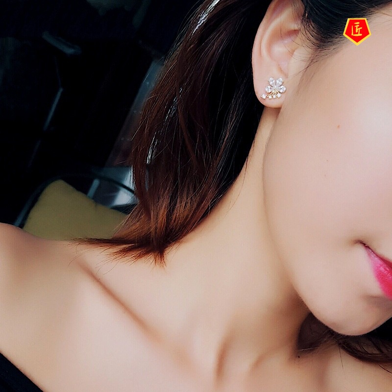 [Ready Stock]Simple Graceful Luxury Flower Ear Studs 925 Silver