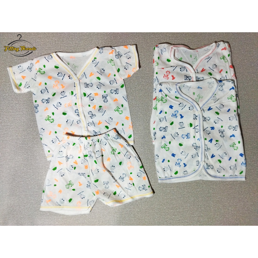 Setelan Baju Bayi Cewek Cowok Newborn Lengan Pendek Celana Pendek Kancing Depan 0-12 Bulan Motif Hewan / Stelan Piyama Bayi Laki Laki Perempuan