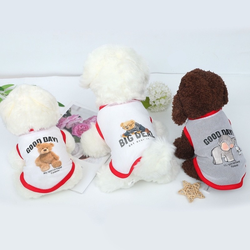 Rompi Anjing Motif Kartun Mickey Mouse Beruang Bahan Mesh Breathable Untuk Musim Panas