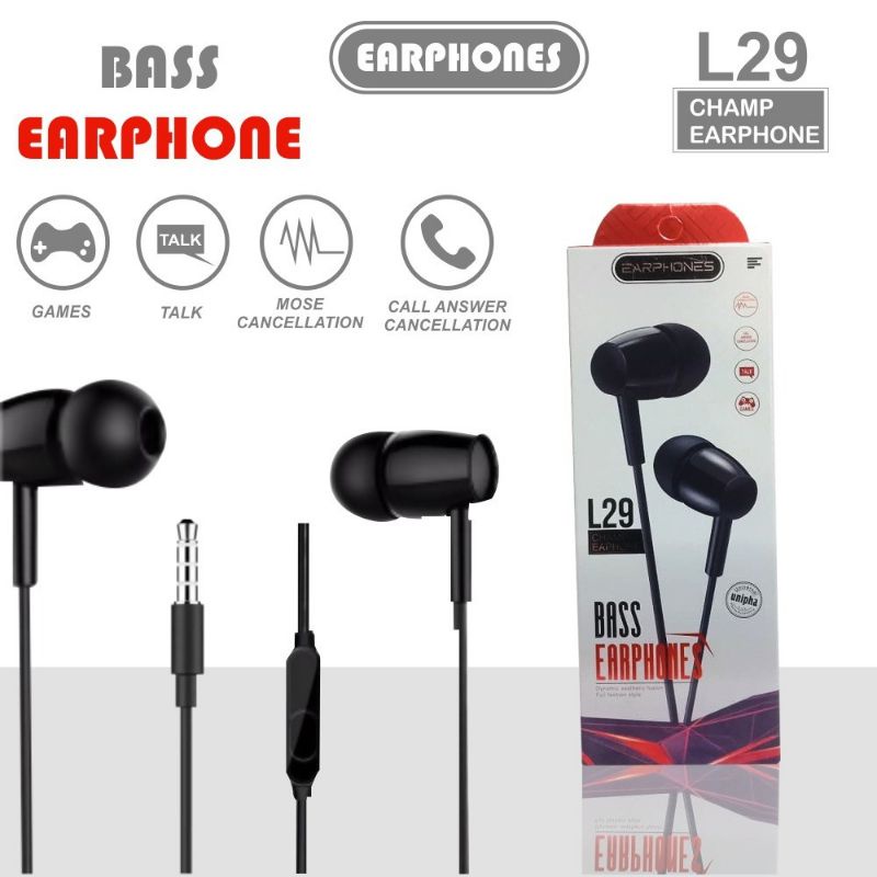 Headset hf JBL L29 colokan 3.5 universal extra bass pack import