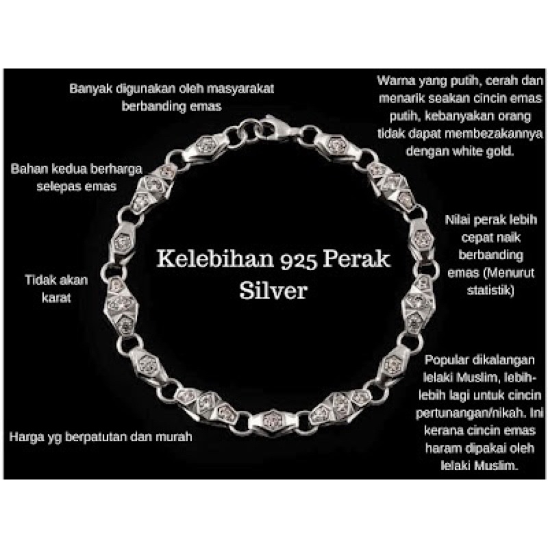 Gelang Tangan Silver Sterling 925 (1,3gr) DENGAN BOX