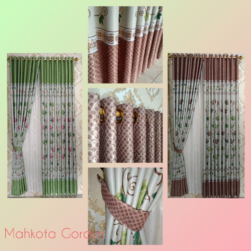 Gorden blackout minimalis motif bunga tulip