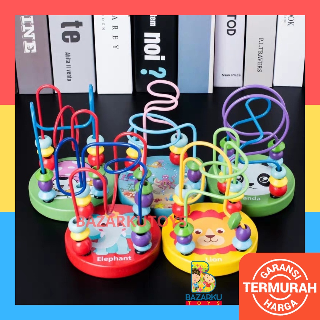 Mini Round Beads Wiregame Matching Game Mainan Balita Wooden Toys Sensory Play Mainan Kayu Mainan Sensorik Anak