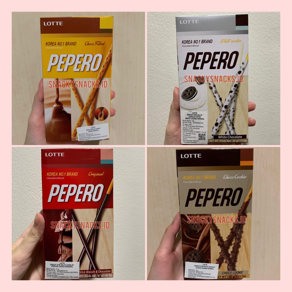 

PEPERO LOTTE Cemilan Korea rasa White Cookie / Choco Cookie / Nude / Choco Original