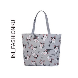 TAS TOTEBAG WANITA KEKINIAN - MOTIF HESTER KUCING KECIL LUCU BISA COD
