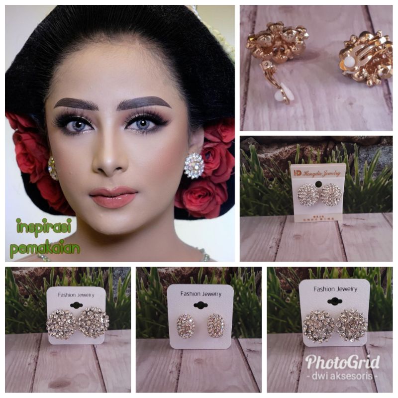 Giwang Anting Jepit atau clip pengantin adat jawa minahasa aksesoris pesta/giwang jepit