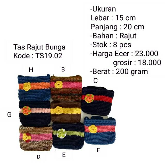 Tas rajut Motif Bunga | Tas Rajut
