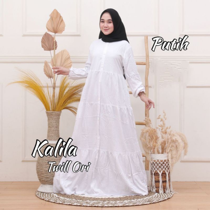 KALILA GAMIS TWILL ORI POLOS/ GAMIS LEBARAN ELEGAN TERBARU KEKINIAN 2022/ GAMIS TWILL POLOS SUSUN/ TWILL CANDA/ GAMIS BUSUI S M L XL XXL