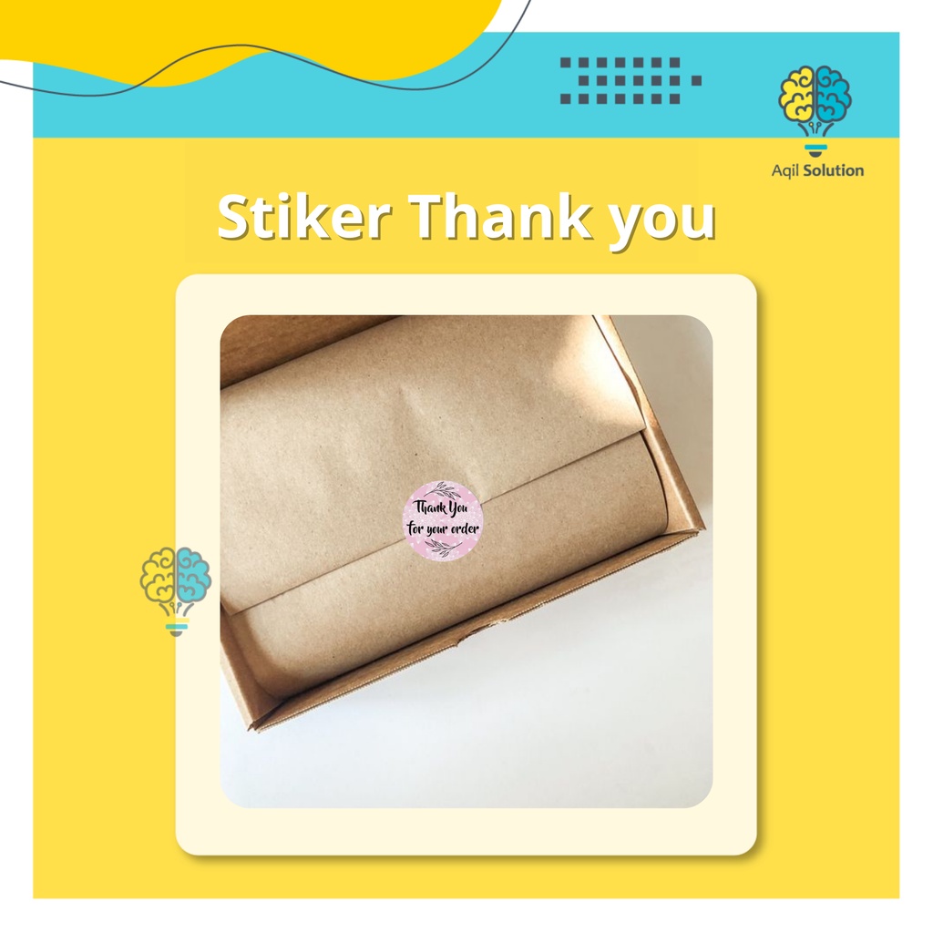 [50 pcs] Stiker lebel Thank you (bulat 3cm) stiker segel kertas kardus, wrapping paper, toples amplop dll