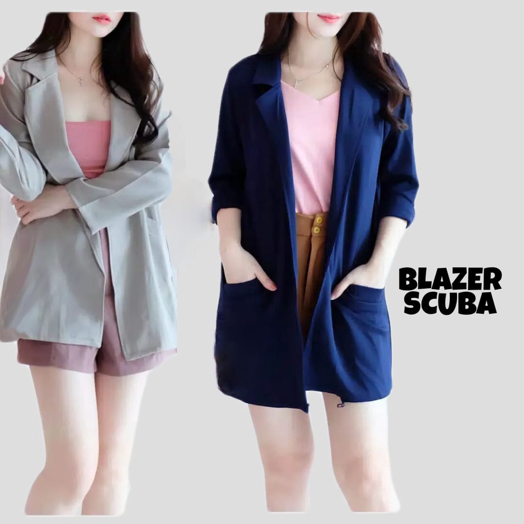 BLAZER WANITA/OUTER BLAZER BASIC SCUBA/BLAZER WANITA KOREA/OUTER POLOS SCUBA