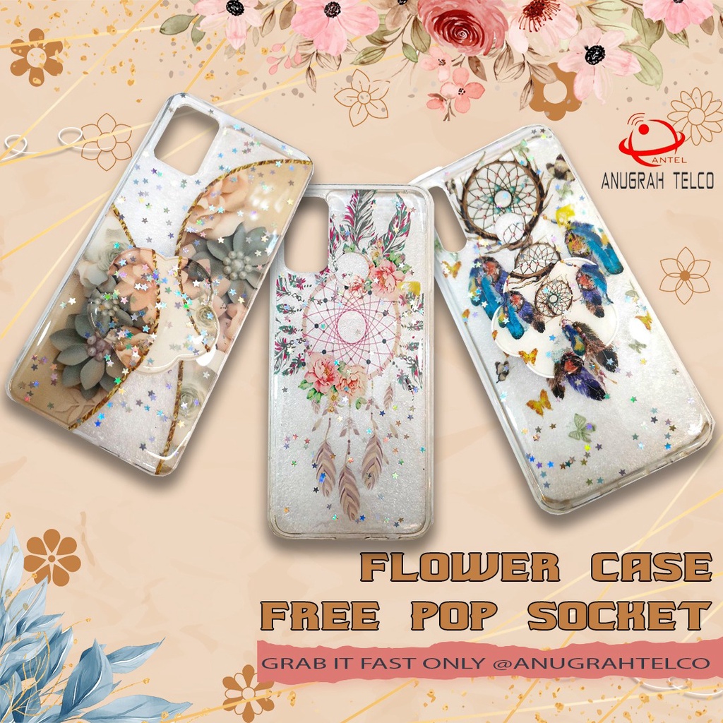 VIVO Y12S Y20 Y5 V20 V20 SE Silikon Case Corak Bunga Plus Pop Socket