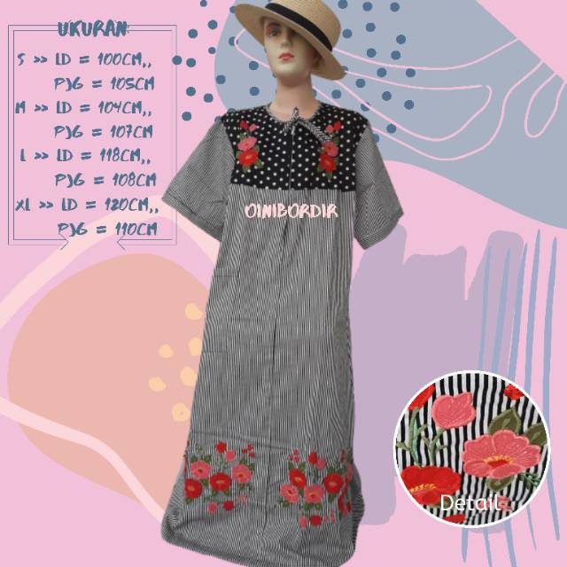 Daster Malangan Bordir Katun Jepang Premium Busui Bumil Murah