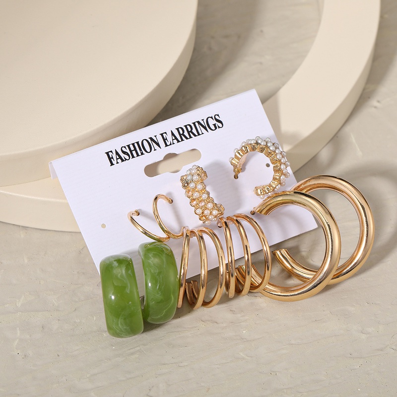 Set Anting Hoop 17km Gold Silver Hias Mutiara Bentuk Hati Butterfly Drop Untuk Aksesoris Perhiasan-11