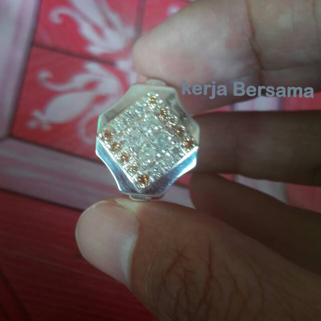 Cincin pria berlian eropa putih kombinasi fancy yellow
