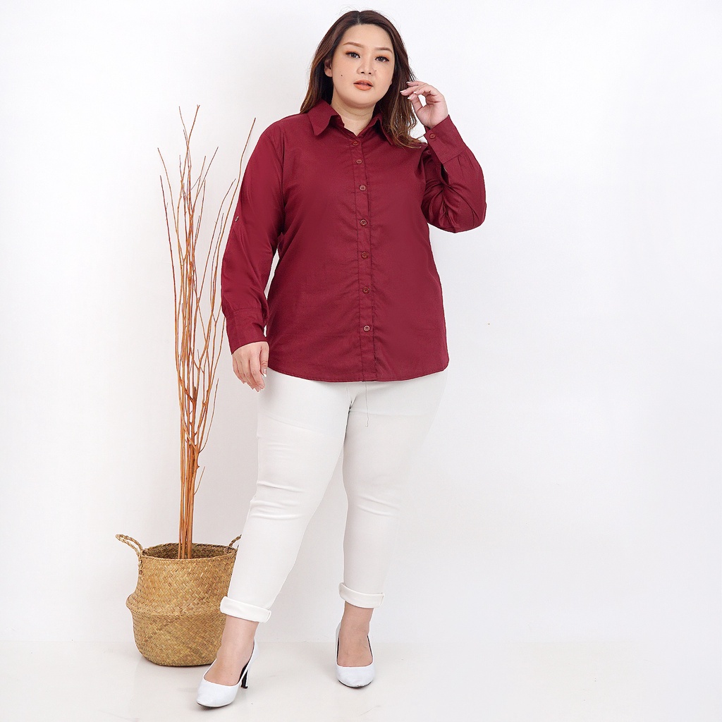 KEMEJA POLOS WARNA WANITA WARNA MERAH MAROON