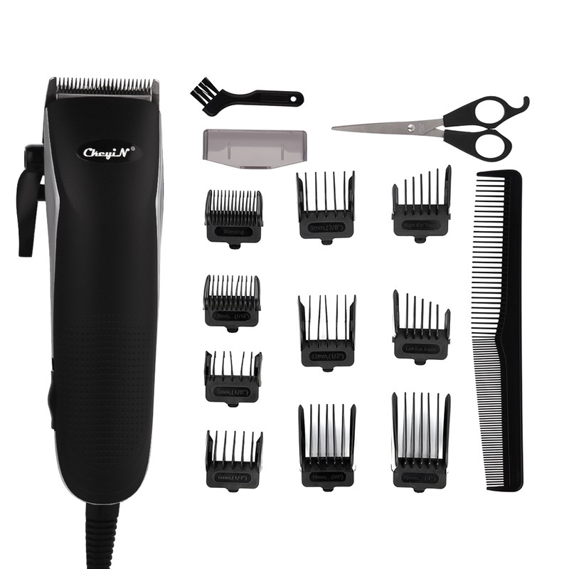 

CkeyiN Corded Hair Clipper R Shape Men Haircut Electric Grooming Kit 10 Limit Combs Trimmer