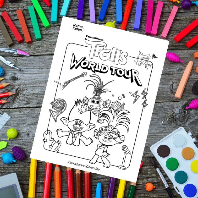 

Kertas Mewarnai Anak Trolls World Tour / Kertas Gambar / Kertas Mewarnai Gambar (10 Lembar)