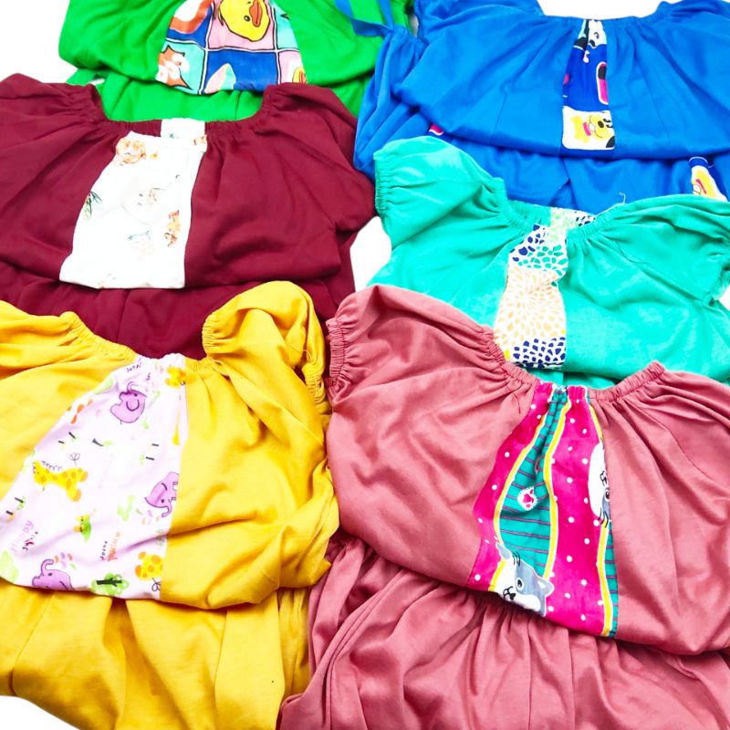 Setelan Baju Dress Pendek Anak Bayi Wanita Cewek 1 2 3 4 5 tahun Arem