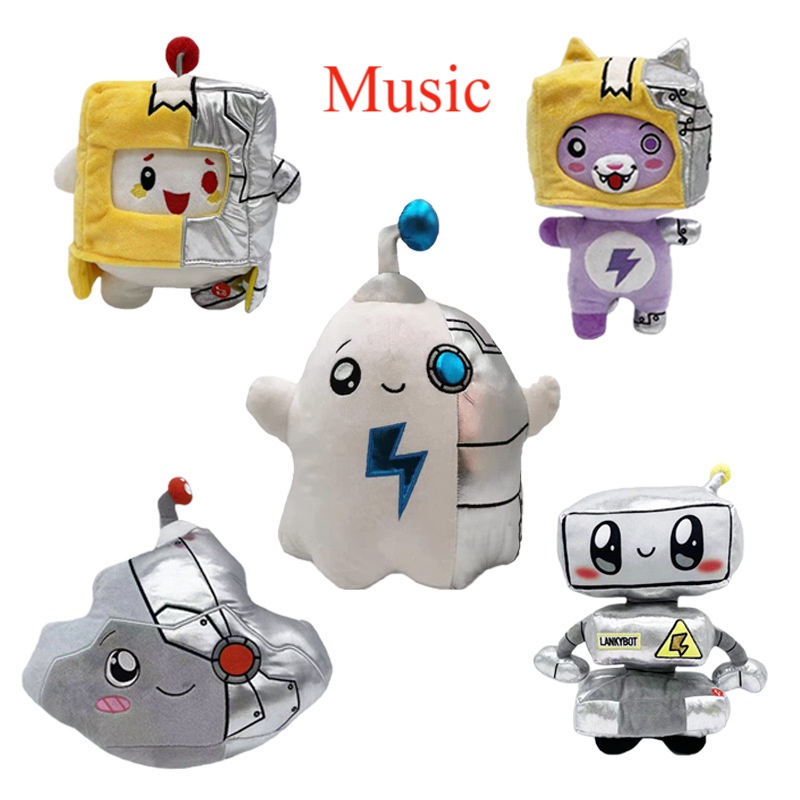 Lankybox Mechanical Plush Toy Cute Toy Robot Fox Helmet With Sound Or LED Removable Kids Gift