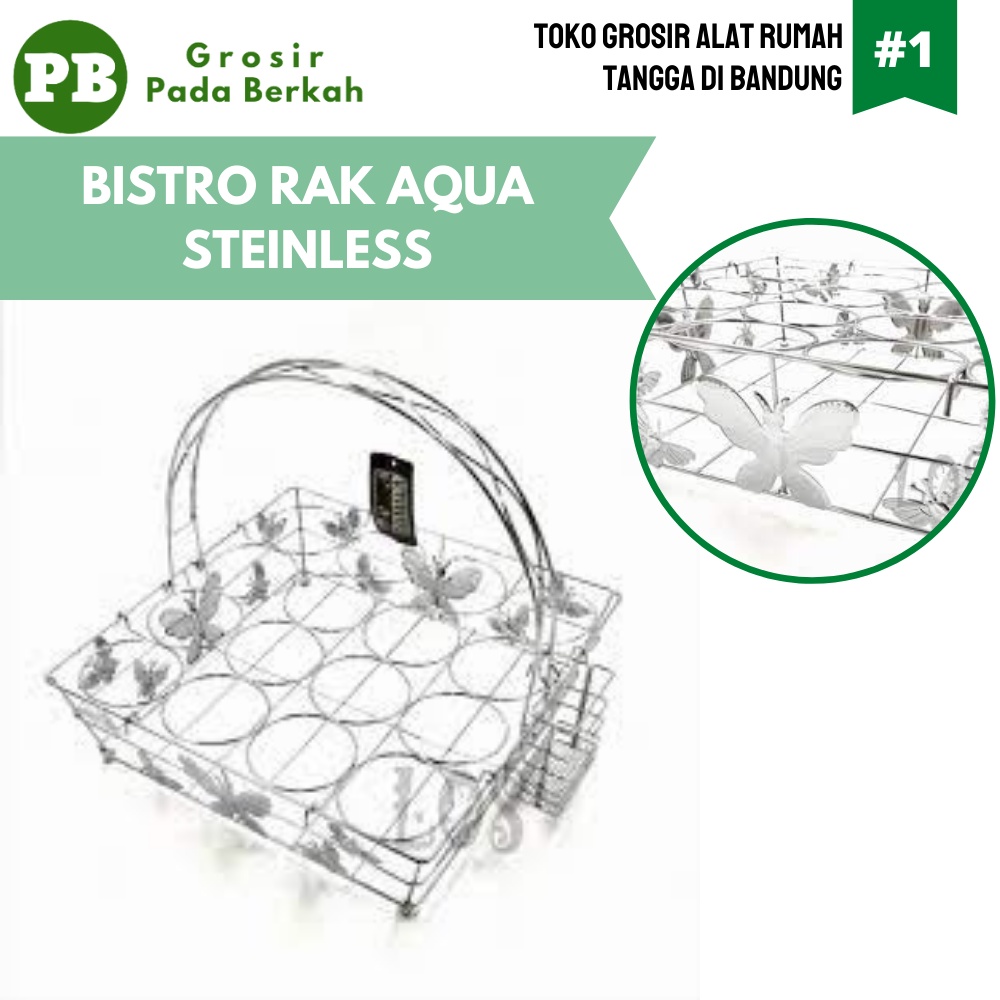 Rak Aqua Gelas Stainless Bistro Rak Aqua Stainless Steel 16Lubang