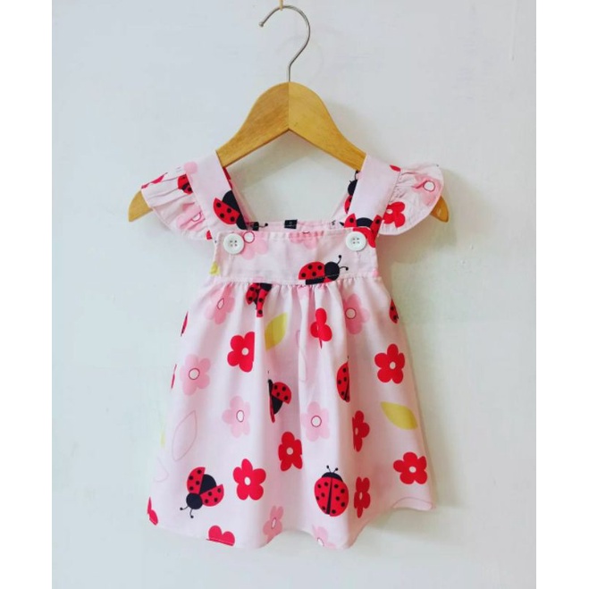 Dress Bayi Perempuan 0 6 12 18 Bulan Dress Overall Anak Bayi Murah-Bunga Kepik