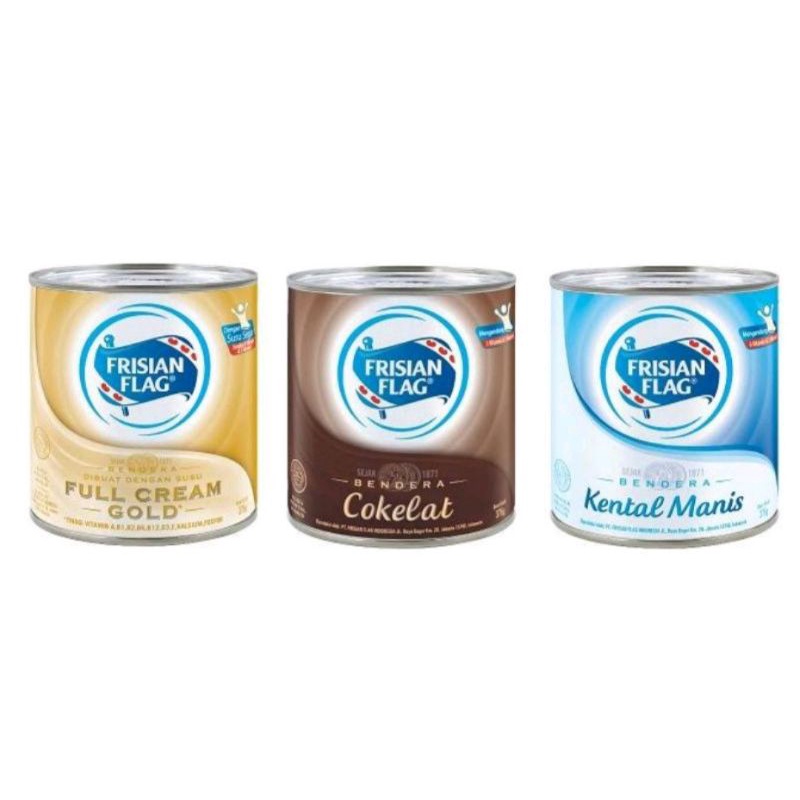 

Frisian Flag Bendera Susu Kental Manis Kaleng Putih Cokelat Gold 370gr