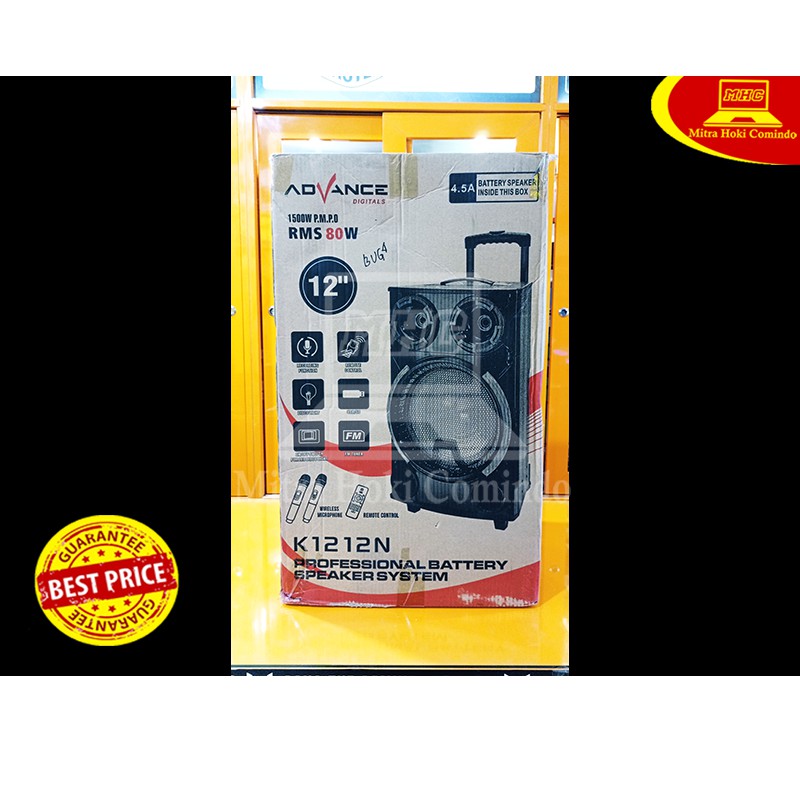 Speaker Advance K1212N Portable Bluetooth with 2 Mic