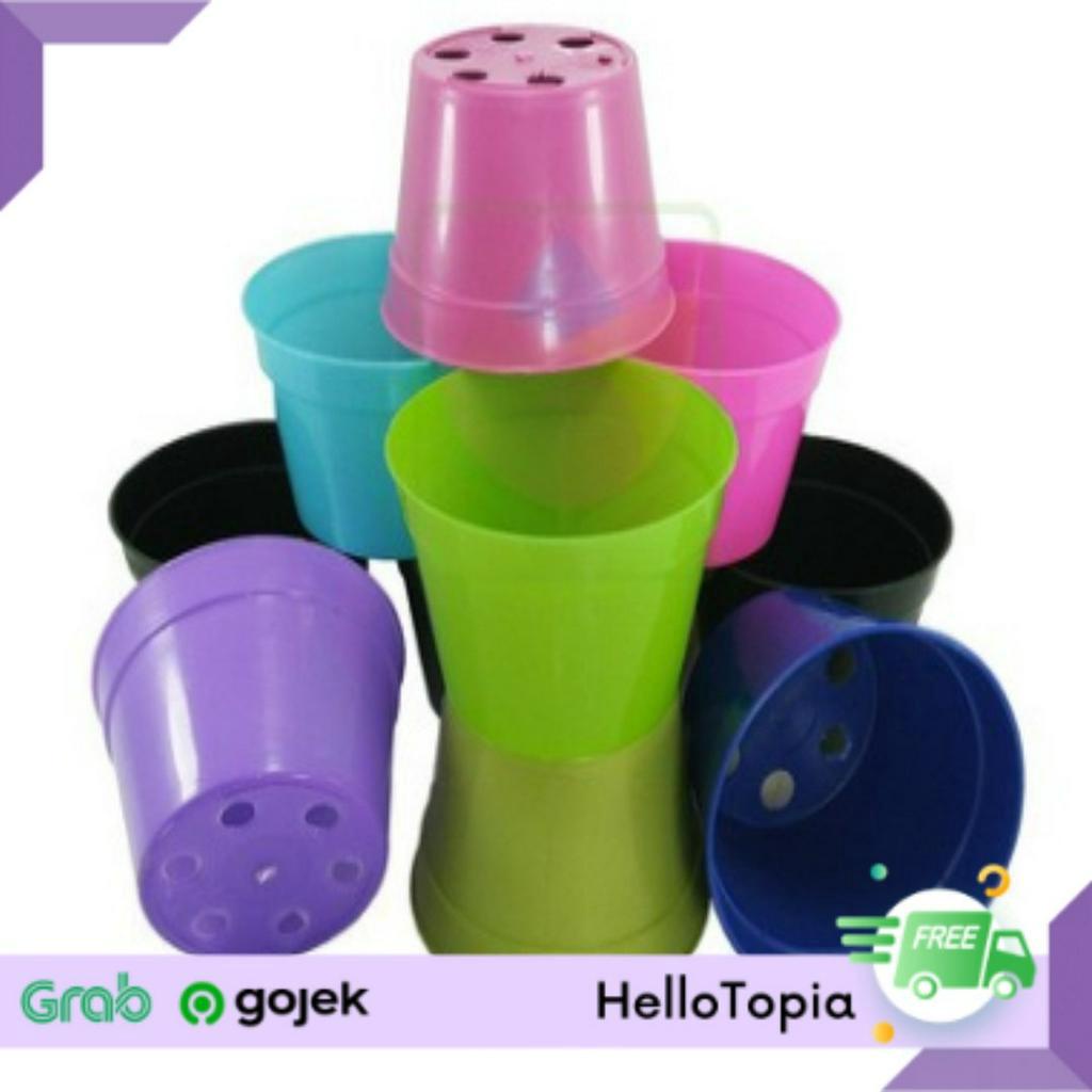 POT PLASTIK / POT 10 CM WARNA WARNI - HLP