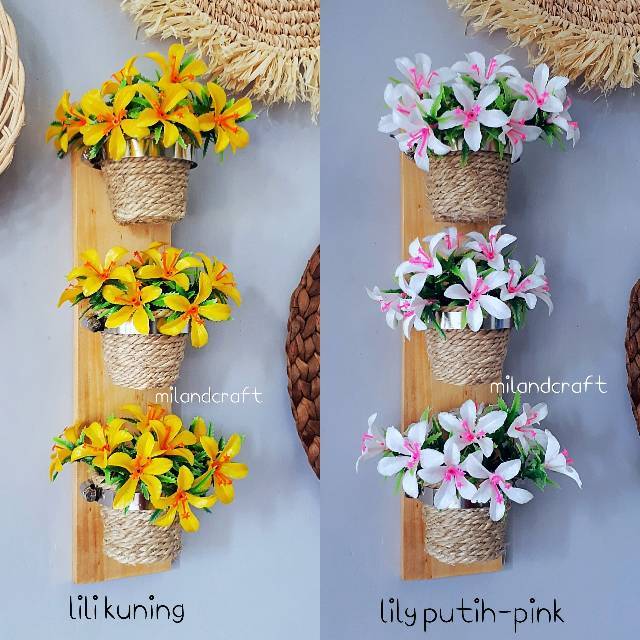 Rustic hanging vase/vas bunga gantung/bunga gantung/tanaman gantung/pot gantung + bunga