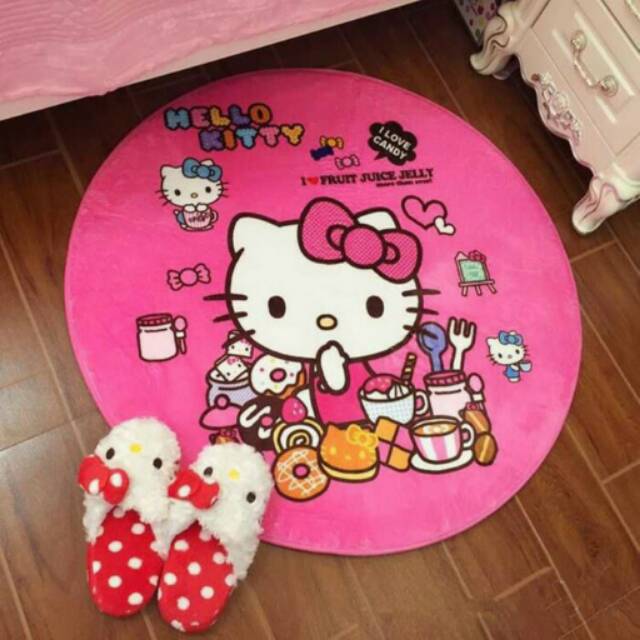 Karpet bulat hello kitty IMPORT