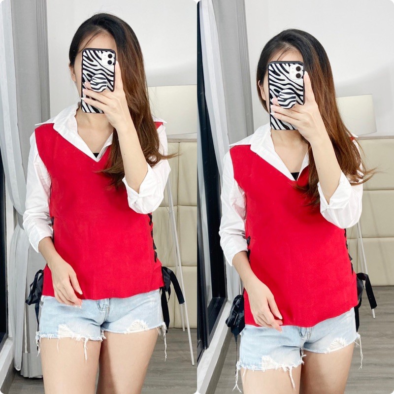 setelan import / outer + kemeja katun putih