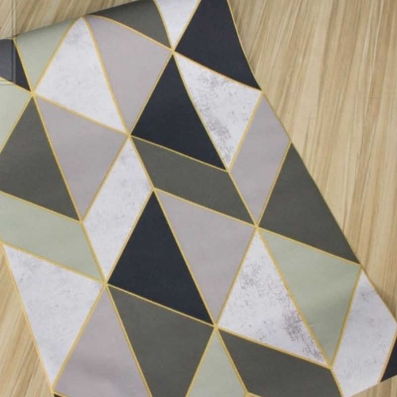 wallpaper sticker dinding murah kode 1603 segitiga kombinasi hitam