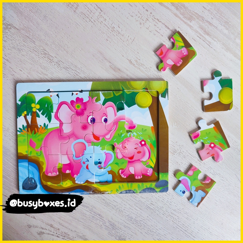 [busyboxes.id] Mainan Edukasi Puzzle 12 keping wooden toys gajah