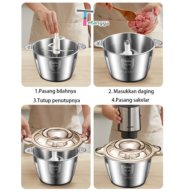 Chopper Blender daging penggiling Meat Mincer Elektrik Stainless Steel Chopper Grinder Tetangga VS