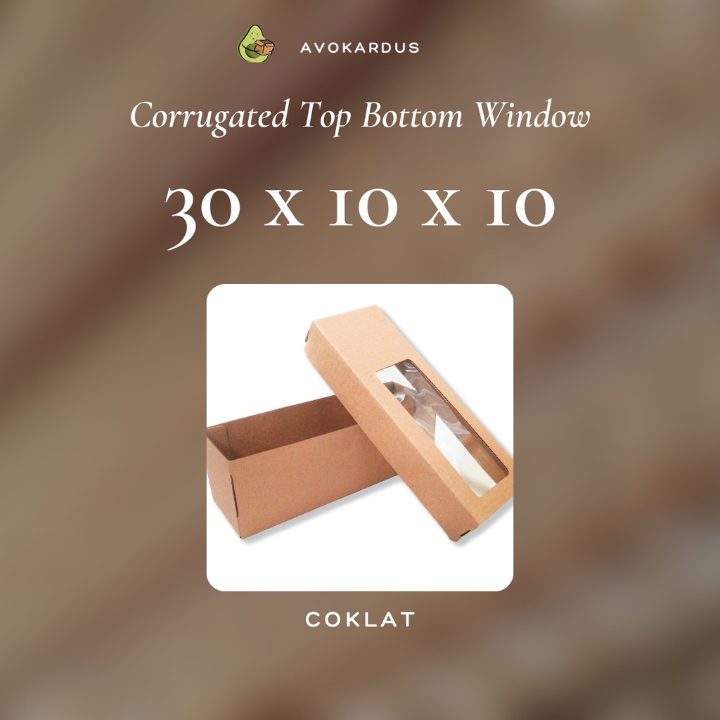 

Kardus Corrugated Window 30x10x10 Top Bottom Kotak Dus Lubang Mika