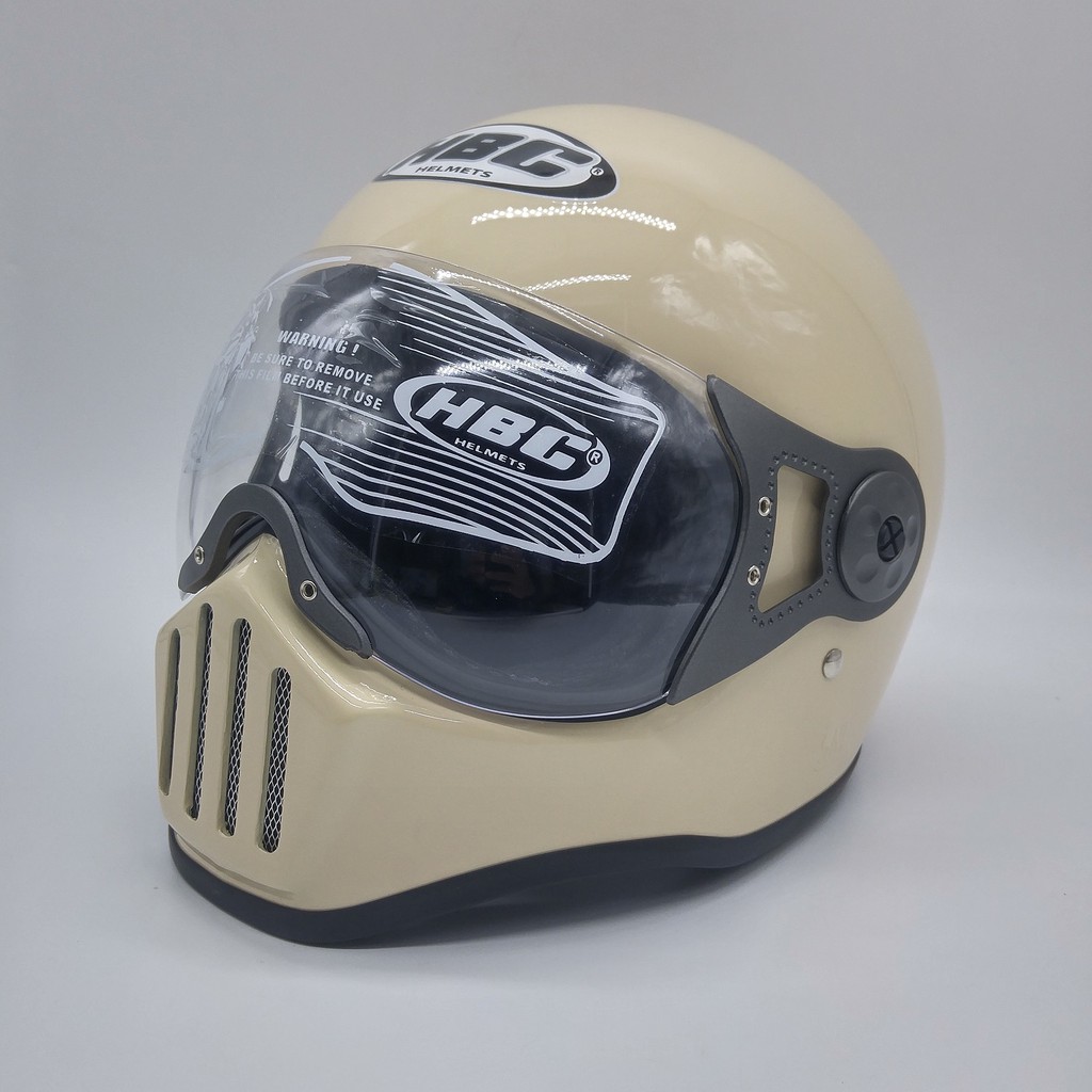 HELM CAKIL HBC PILOT VISOR KREM GLOSSY ( Fullface / Retro / Klasik / Vespa )