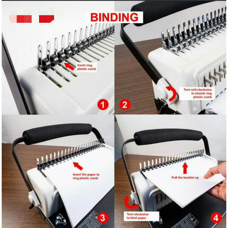 

Baru Mesin Jilid Spiral Plastik Binding Machine Size Max Folio / B4
