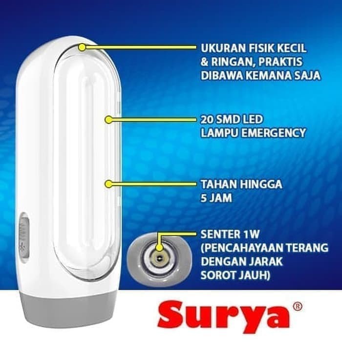 SURYA SYT L103 Senter Tangan + Lampu Darurat Light LED 20 SMD Lamp 1W