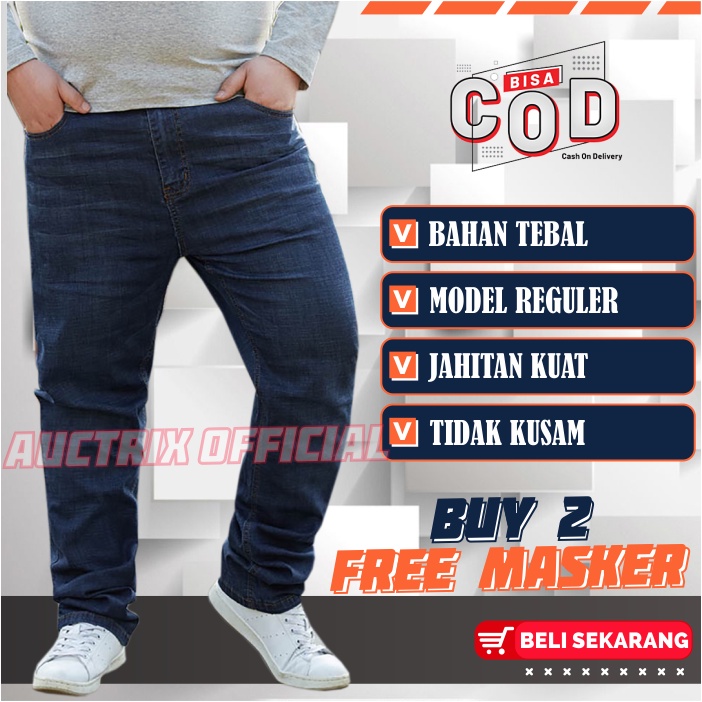 Celana Panjang Pria Jeans Big Size Jumbo Reguler Fit 27-44 Jens Laki laki Ukuran Besar Premium