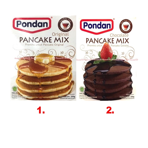 Pondan Original Chocolate Pancake Mix 250gr Tepung Kue Instant Membuat Penkek Original Pancek Cokelat Coklat Pon Dan