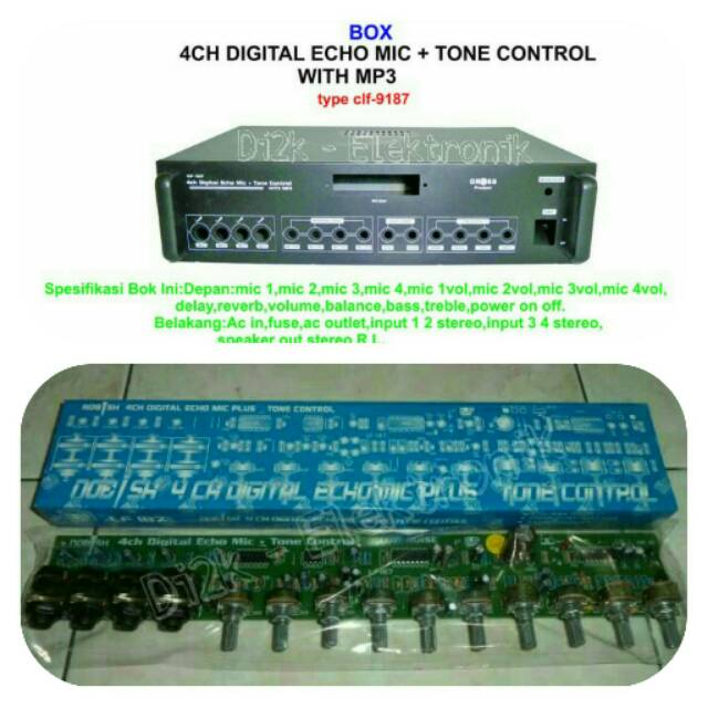 kit & box 4CH MIC + ECHO + TONE CONTROL + LUBANG MP3 LF - 187