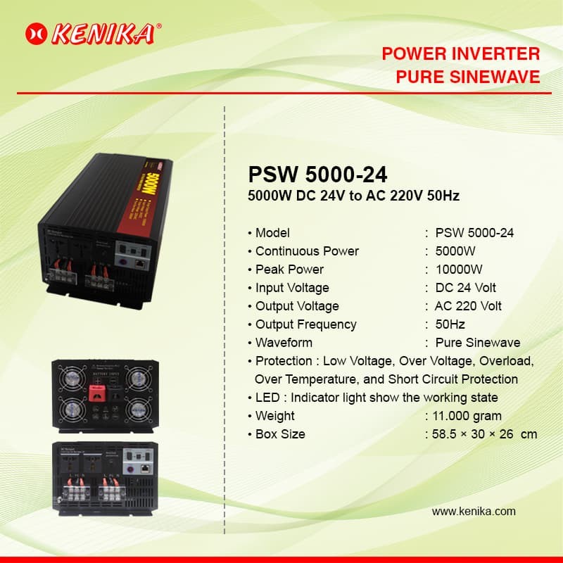 Jual POWER INVERTER KENIKA PURE SINE WAVE 5000W-24DC / PSW 5000W-24DC ...